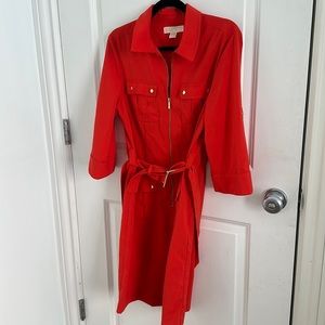 Michael Kors Red And Gold Zip Dress